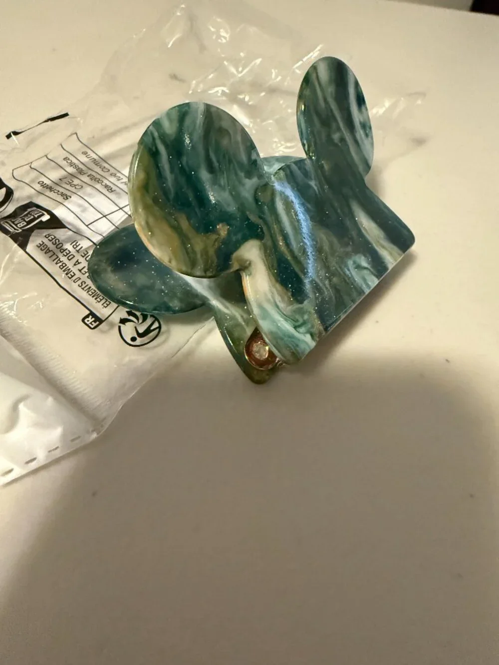 Mickey Shaped Claw Clip Hair Accessory - Green and Gold